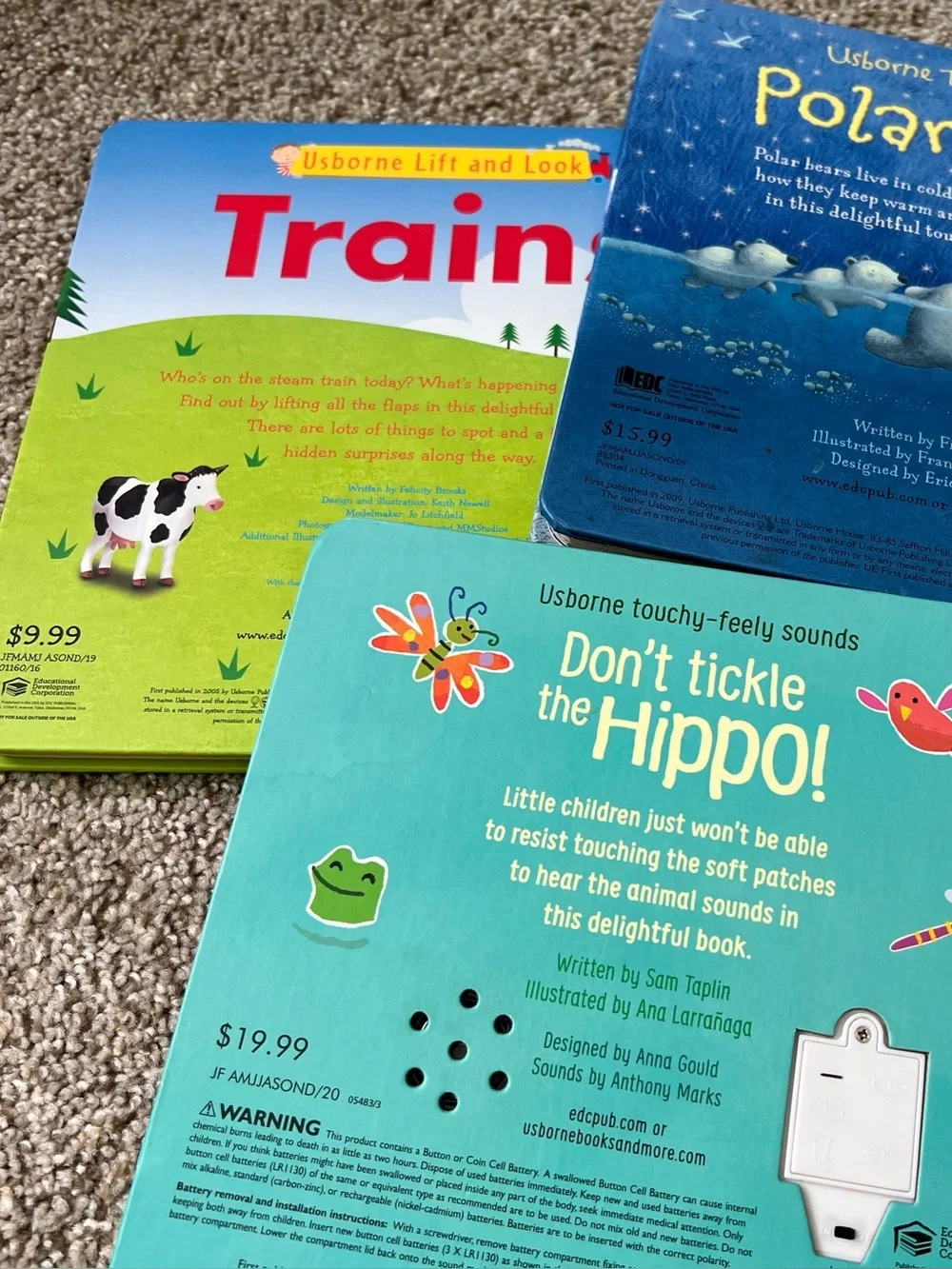 Usborne Don't Tickle the Hippo! Touchy-Feely Sound BookPolar Bears Trains Board